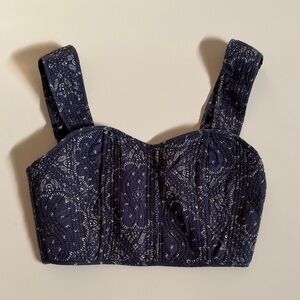 Madewell Dark Blue Patterned Crop Top